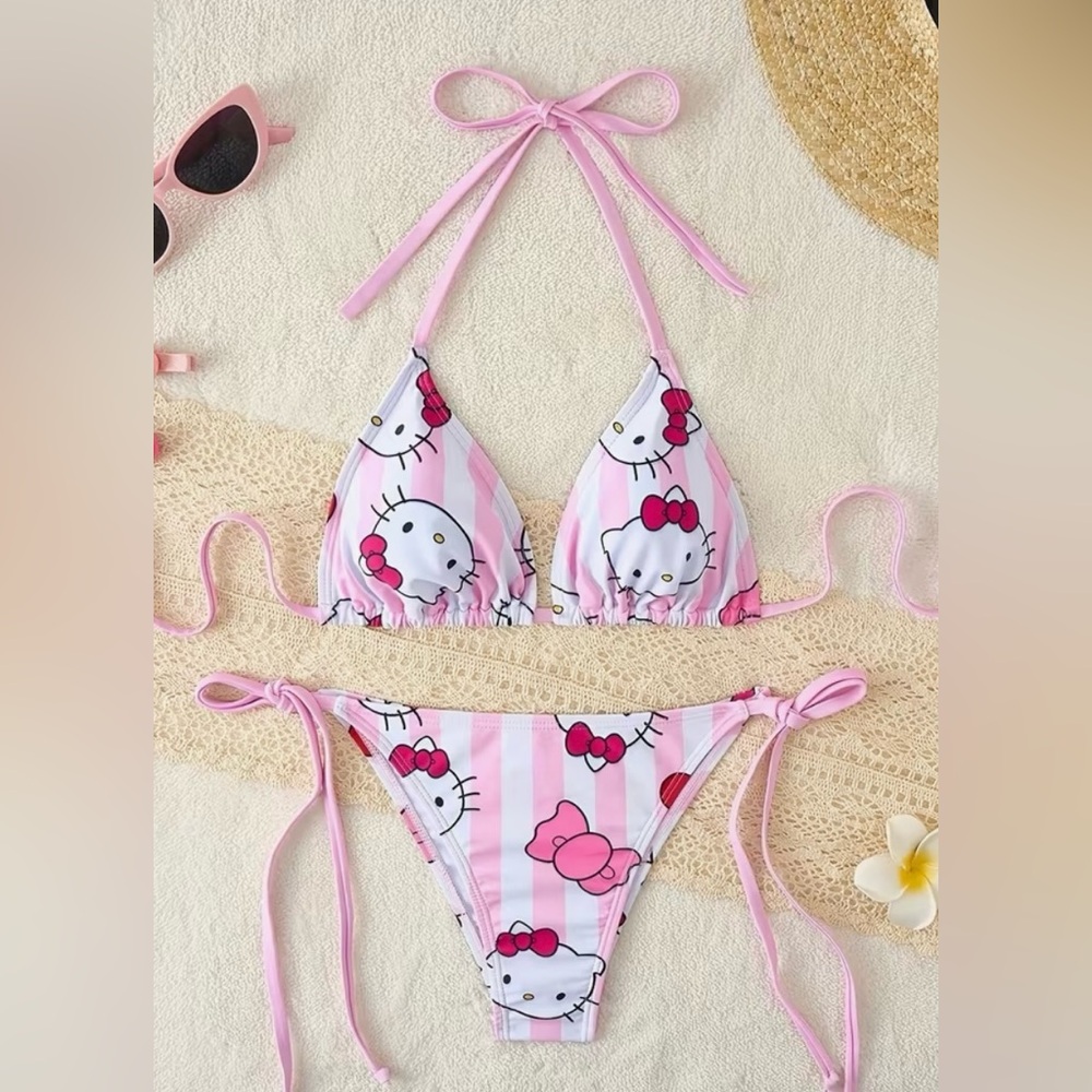 Hello Kitty Striped Pink Bikini Set